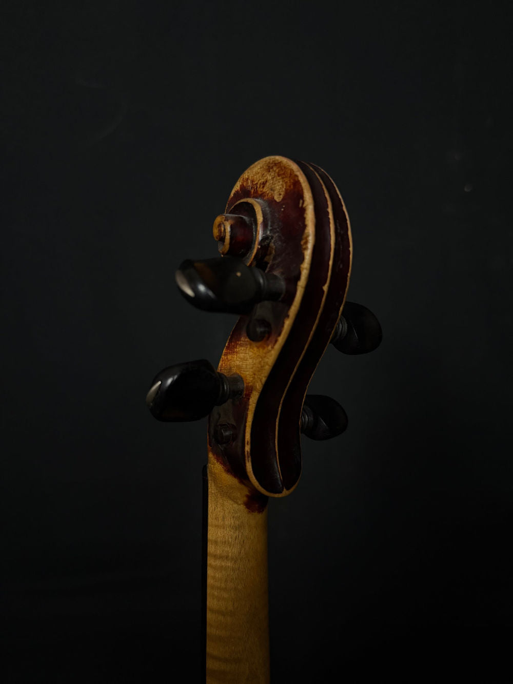 Circa 1900 Mittenwald "Calico" Violin pegbox