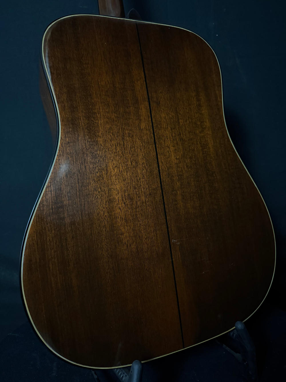 Circa 1971 Gibson SJ Deluxe acoustic guitar back panel.