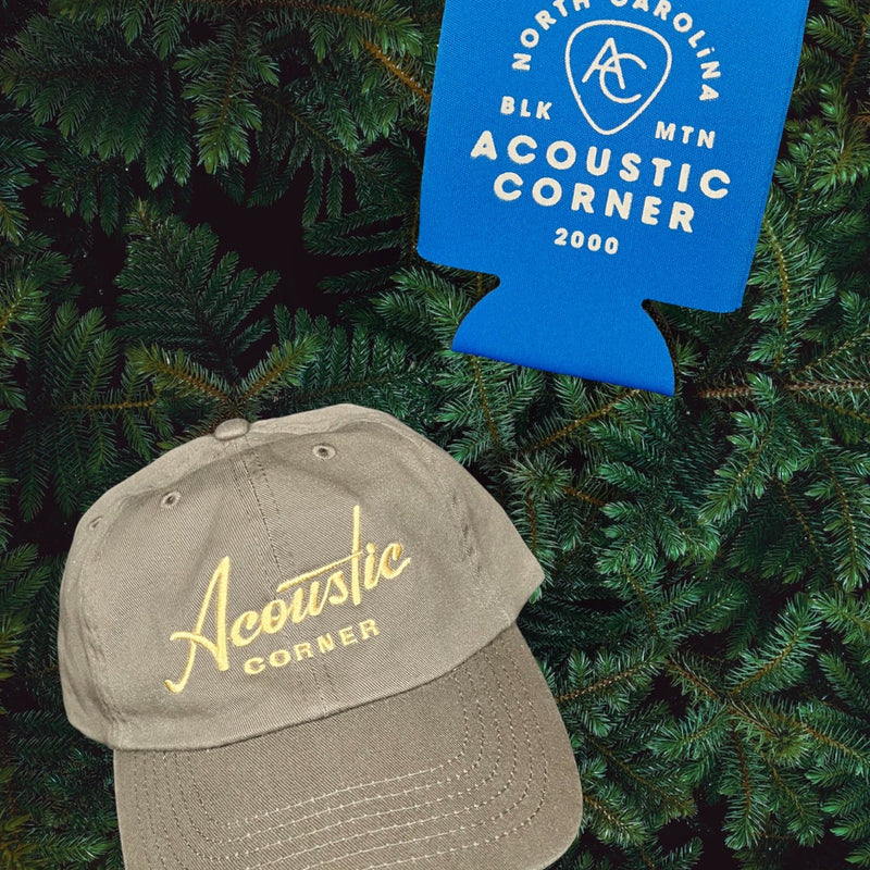 Acoustic Corner logo hat and Koozie 