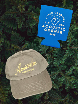 Acoustic Corner logo hat and Koozie 