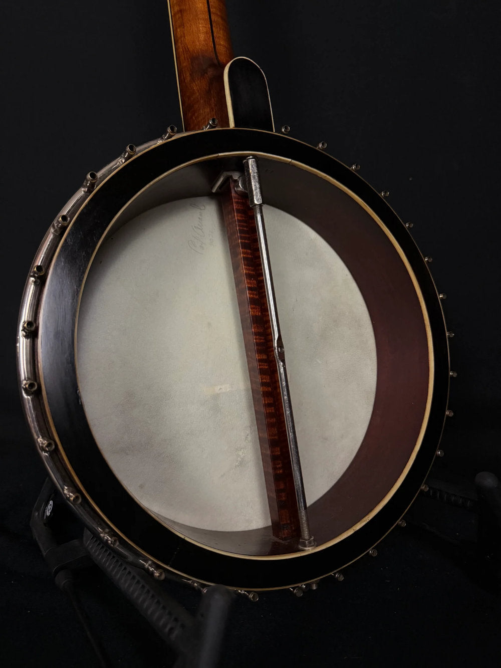 1922 Gibson TB-4 banjo open back. There is no resonator, and is open to the back of the head.