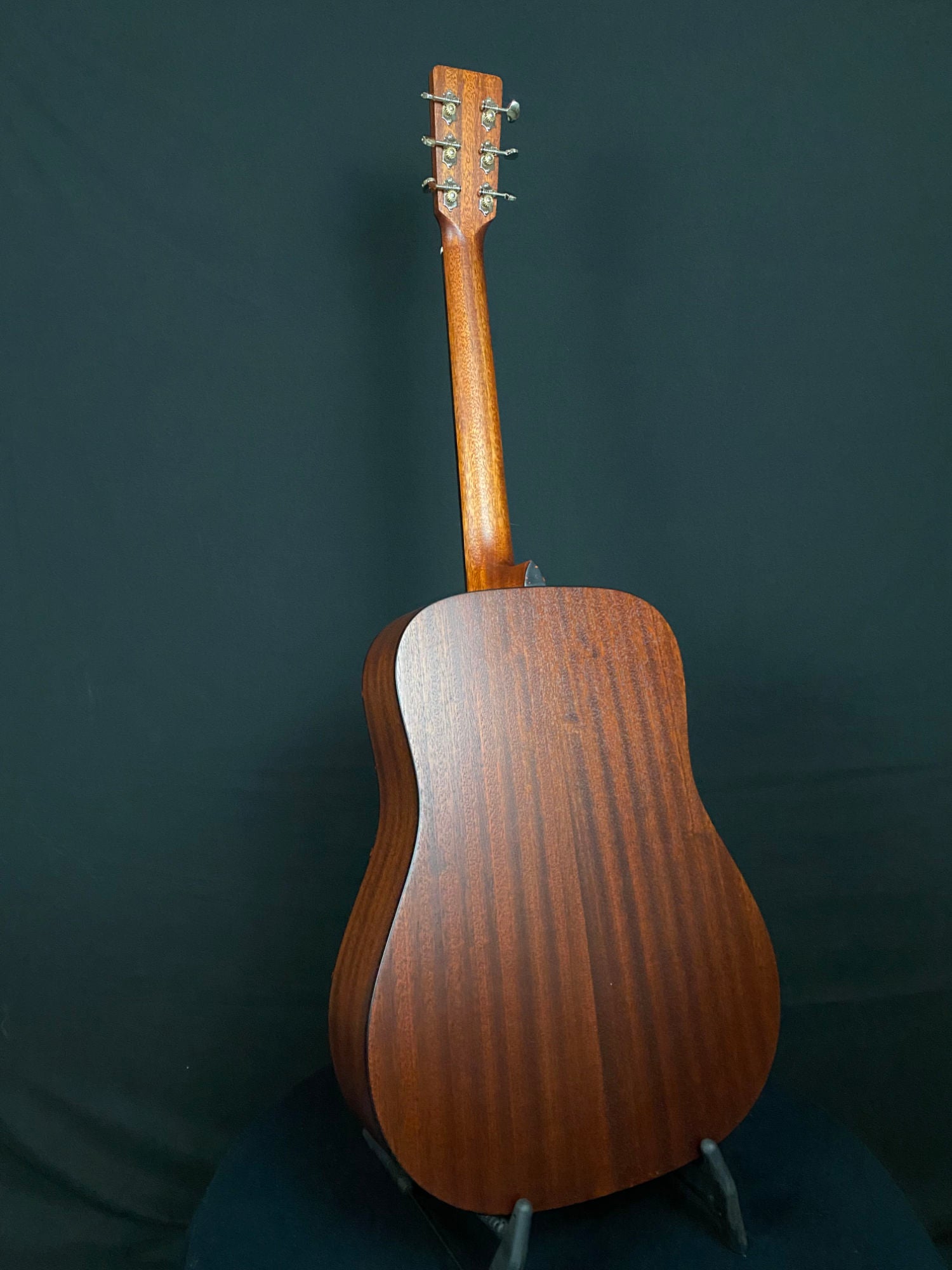 back of Eastman E2D Dreadnought cedar top acoustic guitar